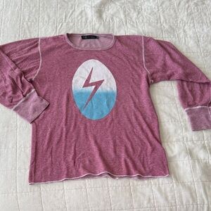 Pink Graphic Sweater with Lightning Bolt